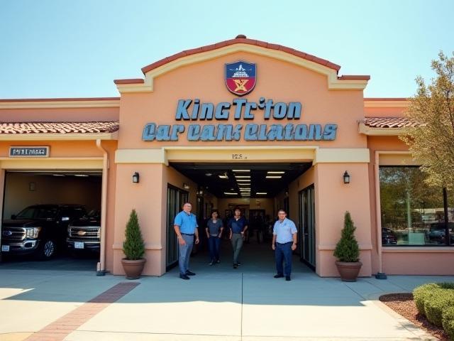 The welcoming entrance of King Triton Car Care Center with friendly team members
