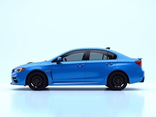 Profile view of a perfectly clean blue sedan