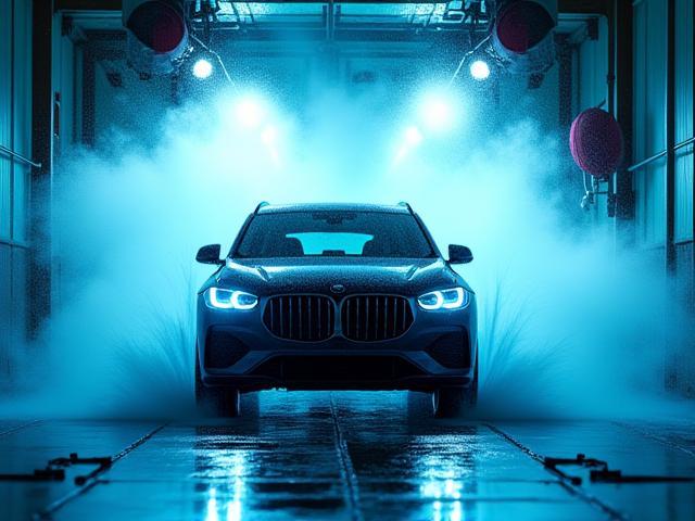 Car inside the King Triton advanced wash tunnel