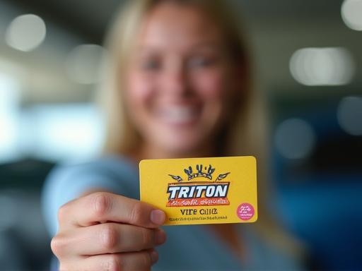 Happy customer holding a King Triton Wash Club VIP card